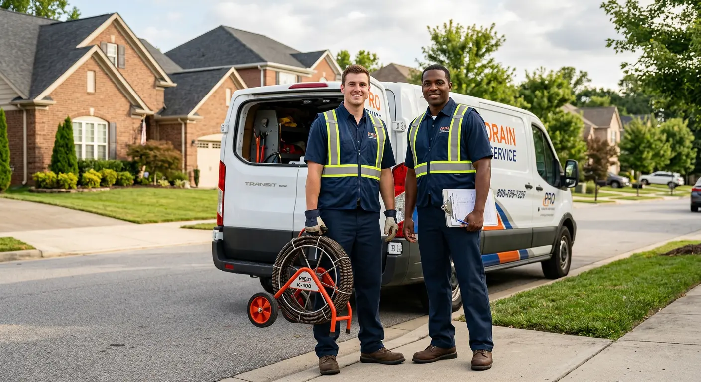 Sewer and drain service team with equipment ready for work in Bear Valley Springs